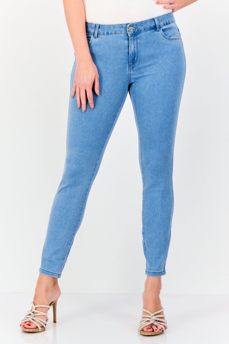 VERO MODA Women Skinny Fit Solid Stretchable Jeans, Blue  - Image 1