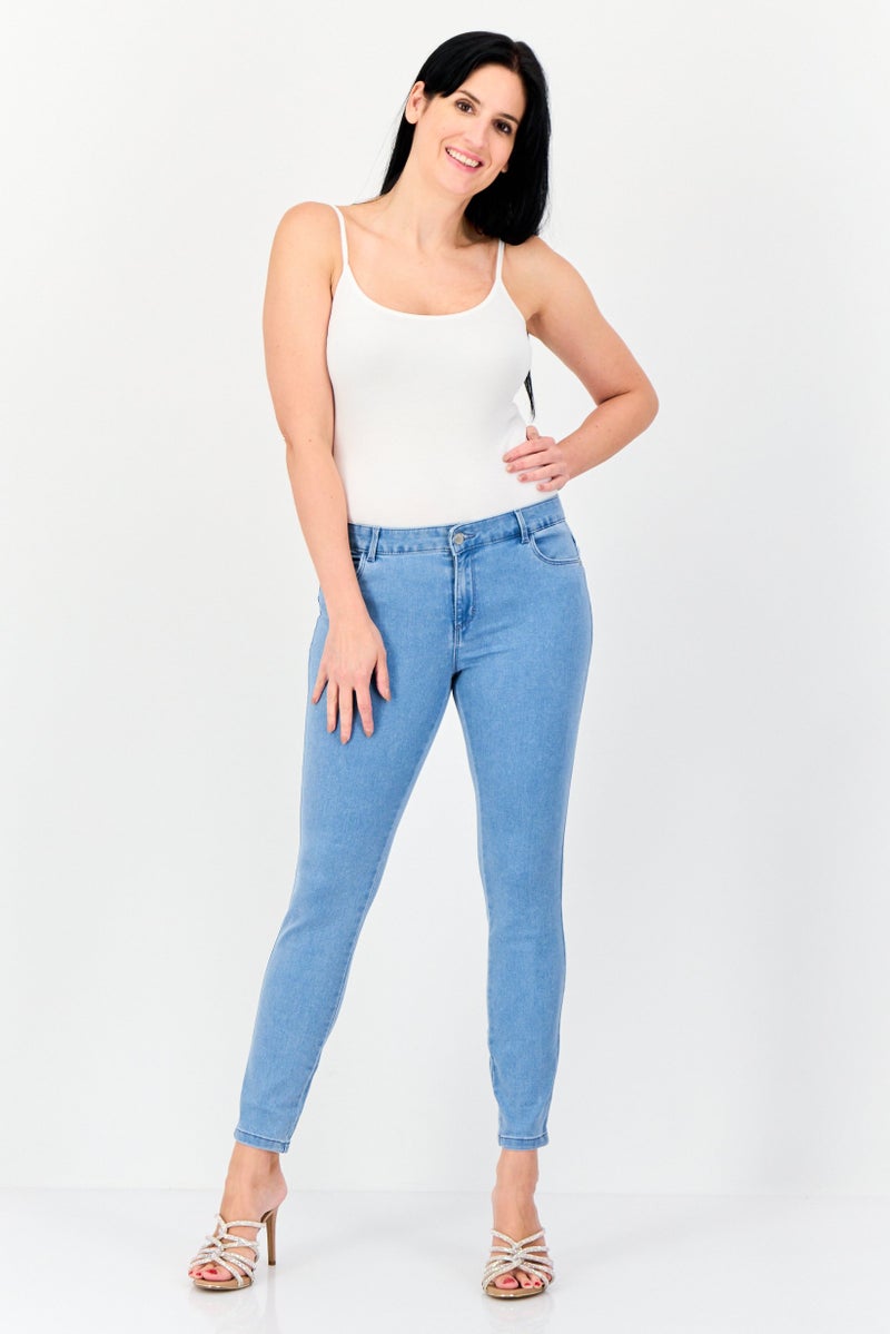 VERO MODA Women Skinny Fit Solid Stretchable Jeans, Blue  - Image 2