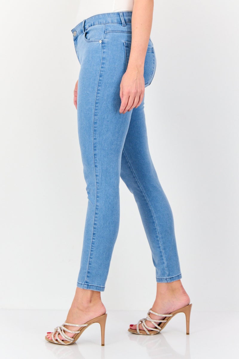 VERO MODA Women Skinny Fit Solid Stretchable Jeans, Blue  - Image 4