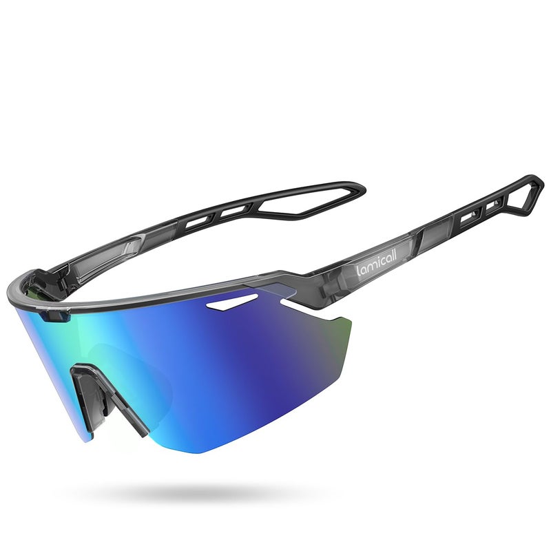 Lamicall Polarized Sports Sunglasses for Men Women 24g Ultralight Adjustable Nose Pad UV400 Protection Sun Glasses for Cycling Running Baseball Fishing Golf Beach Half Frame BlueGreen - Image 3