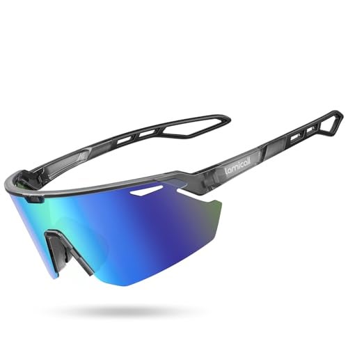Lamicall Polarized Sports Sunglasses for Men Women 24g Ultralight Adjustable Nose Pad UV400 Protection Sun Glasses for Cycling Running Baseball Fishing Golf Beach Half Frame BlueGreen - Image 1