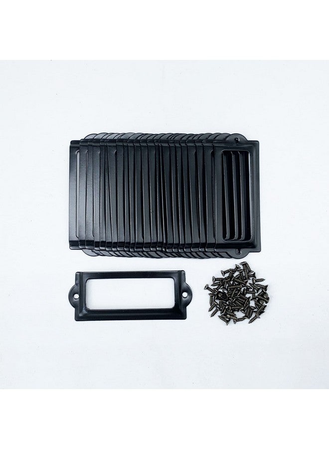Adiyer [24 Pack] Black Office Library File Drawer Cabinet Card Tag Label Holder Metal Frame 83Mm X 30Mm - Image 3