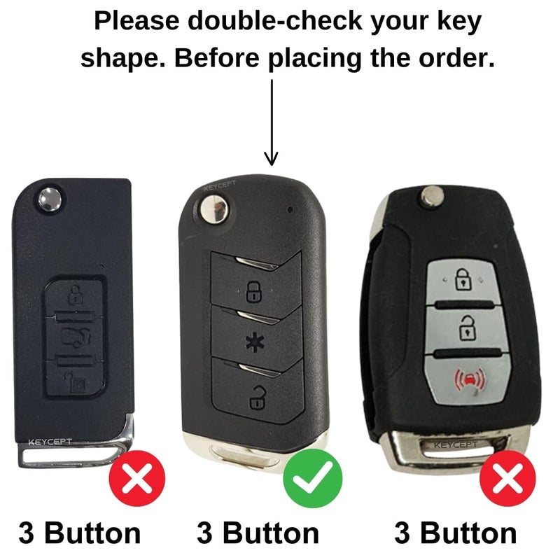 Keycept™ Metal Alloy Key Cover Compatible For Mahindra Scorpio N Classic,3Xo,Xuv 300,Marazzo,Xuv 400,Bolero,Thar Roxx,Tuv 300,Ev 3 Button Flip Key with Keychain (Short Keychain). - Image 2