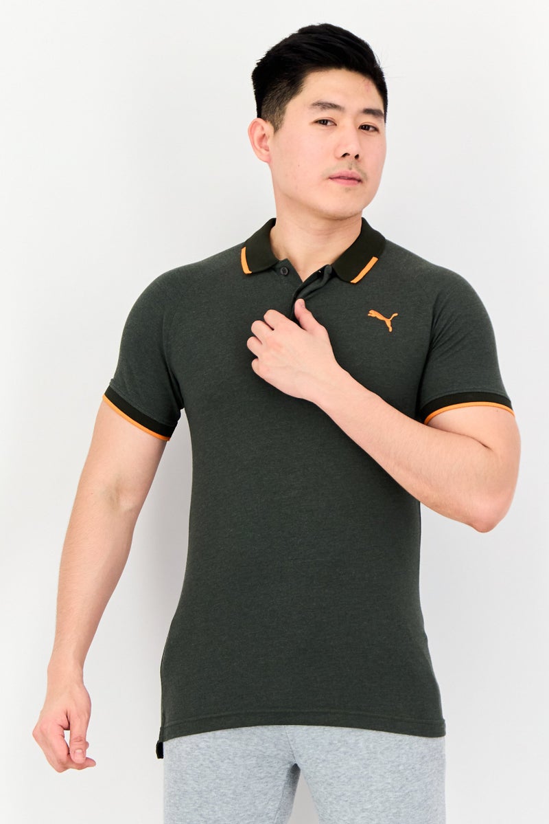 PUMA Men Slim  Fit Short Sleeves Outdoor Polo Shirt, Olive Heather - Image 1