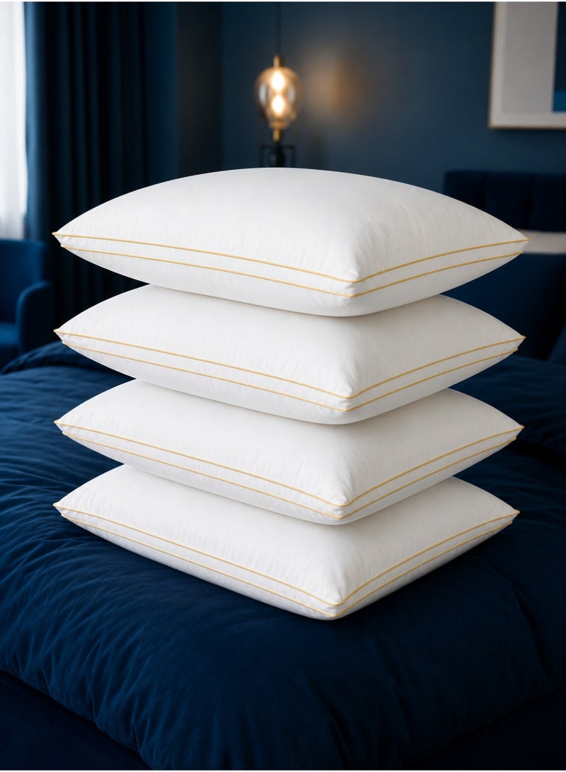 House One 4 Piece | Luxury Sleeping Pillow with Microfiber Filling, Elegant Double Gold Trim & Comfortable Support – 1000g - Image 1