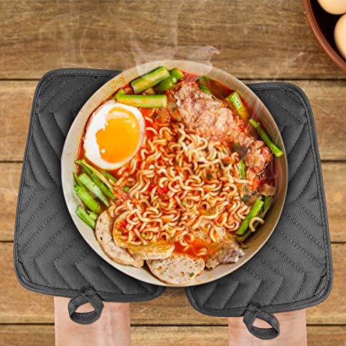 GROBRO7 5Pack Pocket Pot Holders Cotton Heat Resistant Potholder Multipurpose Hot Pads Machine Washable Oven Mitts Cooking Pads Bulk for Daily Kitchen Baking and Cooking 8.9 x 6.9 Inch Grey - Image 4