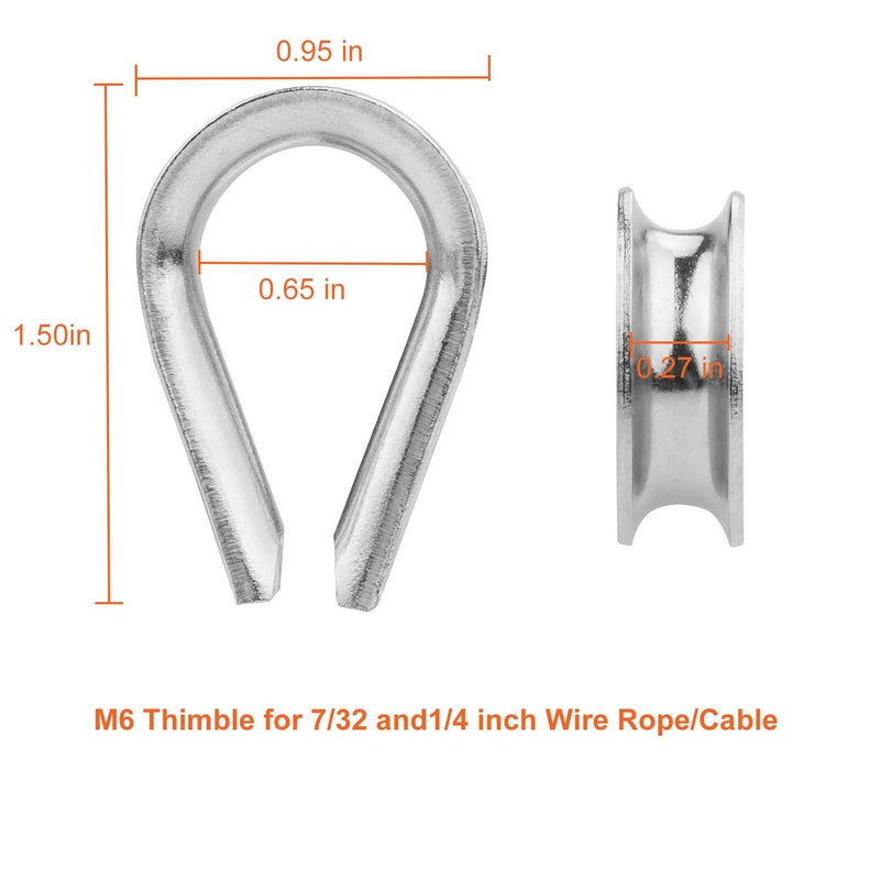 Cbtone 50 Pack M6 Stainless Steel Thimble For 1/4 Inch Diameter Wire Rope Cable Thimbles Rigging - Image 2