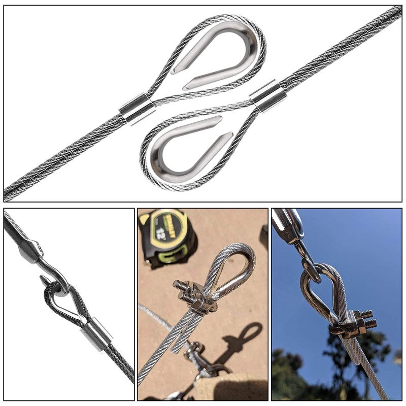 Cbtone 50 Pack M6 Stainless Steel Thimble For 1/4 Inch Diameter Wire Rope Cable Thimbles Rigging - Image 4