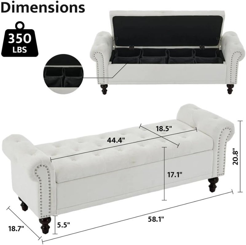 Comfynest Modern Velvet/Linen Storage Bench - Image 2