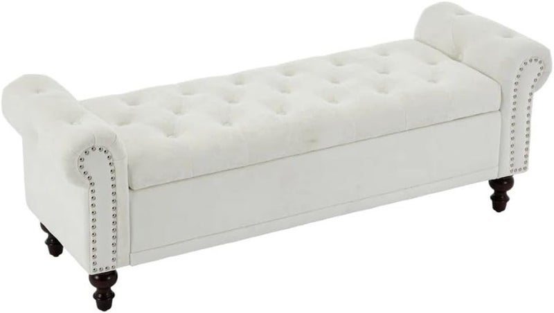 Comfynest Modern Velvet/Linen Storage Bench - Image 4