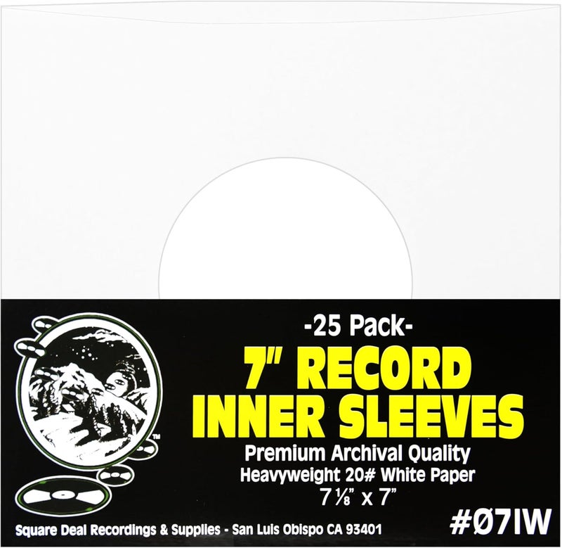 Square Deal Recordings & Supplies 7" Record Inner Sleeves - 25 Pack of Archival Quality Heavyweight Paper - Image 1