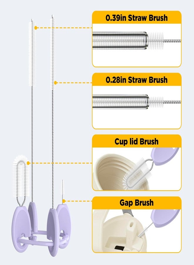 VOGOGE Straw Brush Set, 4 Piece Cleaner Kit with Standable Key Ring for Reusable Straws, Tumblers & Water Bottles – Designed for Kids & Adults, Purple - Image 3