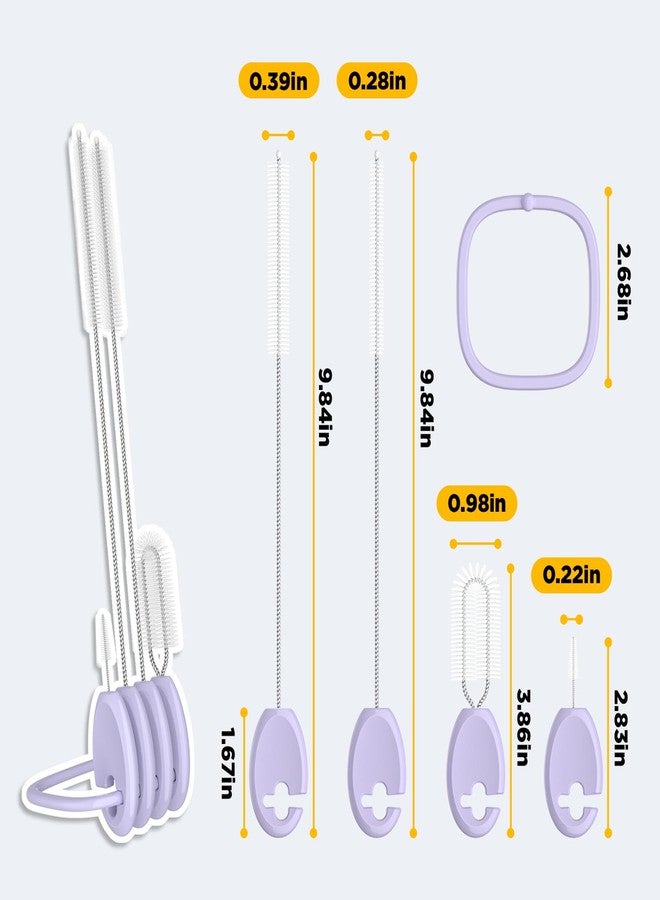 VOGOGE Straw Brush Set, 4 Piece Cleaner Kit with Standable Key Ring for Reusable Straws, Tumblers & Water Bottles – Designed for Kids & Adults, Purple - Image 2