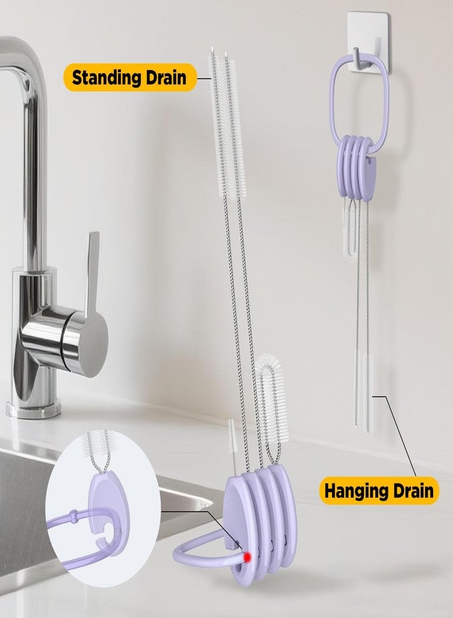 VOGOGE Straw Brush Set, 4 Piece Cleaner Kit with Standable Key Ring for Reusable Straws, Tumblers & Water Bottles – Designed for Kids & Adults, Purple - Image 5