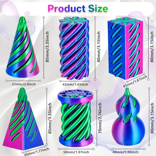 3Dgenius 6 Pack Spiral Cone Fidget Toys 3D Printed Spiral Fidget Toys Impossible Cone 3D Printed Fidgets Impossible Pyramid Passthrough 3D Printed Toys for Adults Kids for Anxiety Relaxing Pack1 - Image 5