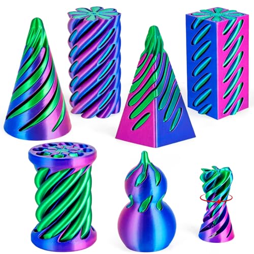 3Dgenius 6 Pack Spiral Cone Fidget Toys 3D Printed Spiral Fidget Toys Impossible Cone 3D Printed Fidgets Impossible Pyramid Passthrough 3D Printed Toys for Adults Kids for Anxiety Relaxing Pack1 - Image 1