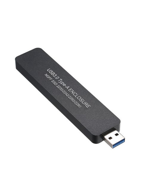 Retractable NGFF SSD USB3.0 Type-A Enclosure Flash Drive Black