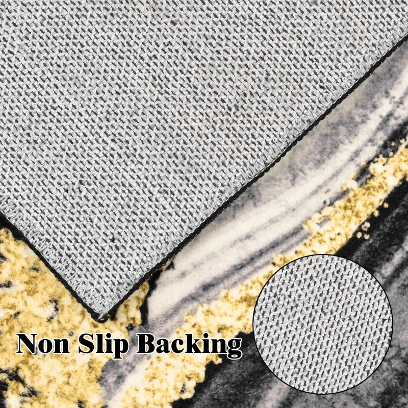 ASPMIZ Black and Gold Area Rug 2x3 Marble Entryway Rug Non-Slip Washable, Modern Indoor Door Mat Small Throw Rugs for Kitchen, Soft Faux Wool Floor Carpet Front Door Rugs Low Profile - Image 4