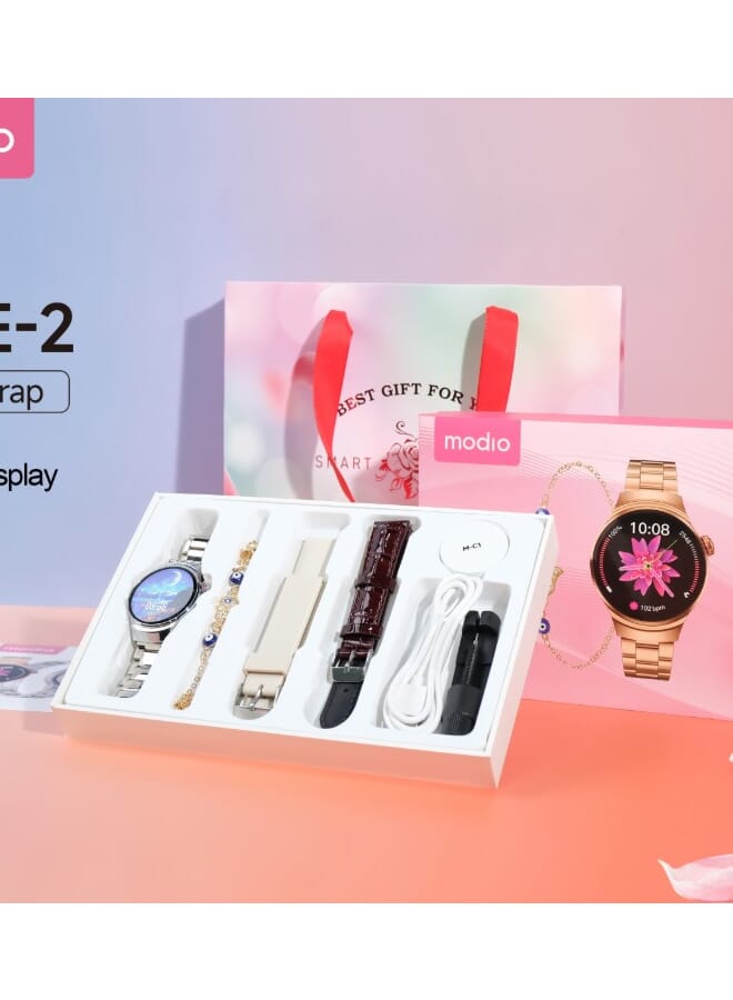 موديو ساعة موديو روز 2 للسيدات مع 3 أشرطة ذهبية - Image 2