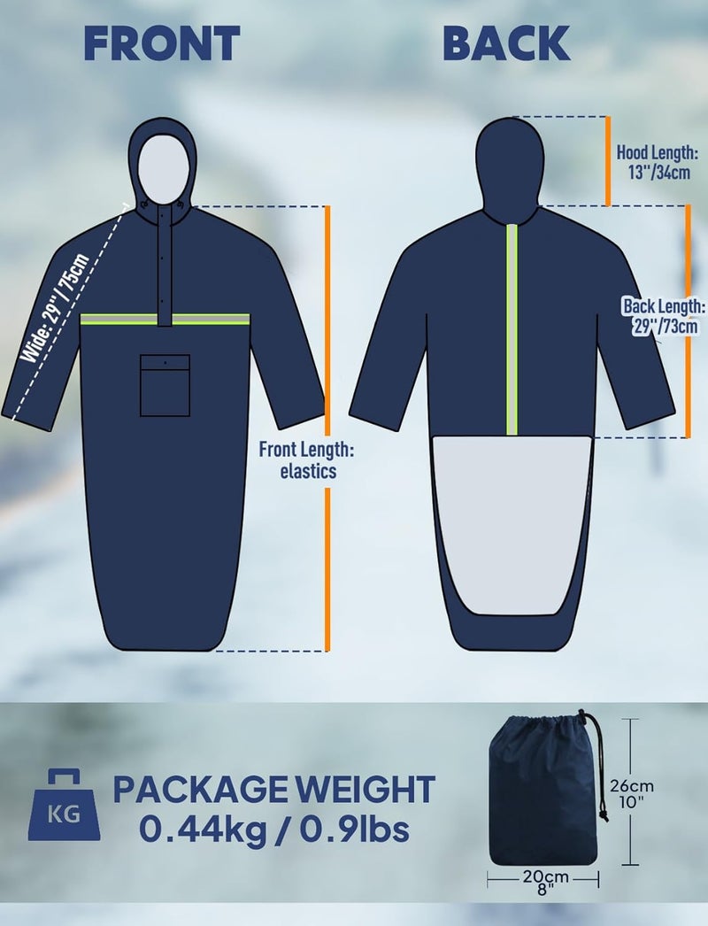 Anyoo Wheelchair Waterproof Poncho with Hood Reusable Cover Lightweight Poncho Cloak perfect for Adult - Image 2
