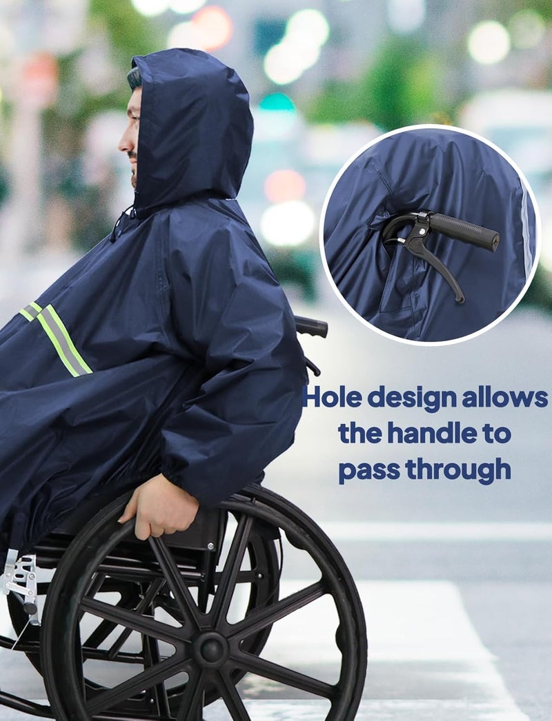 Anyoo Wheelchair Waterproof Poncho with Hood Reusable Cover Lightweight Poncho Cloak perfect for Adult - Image 4
