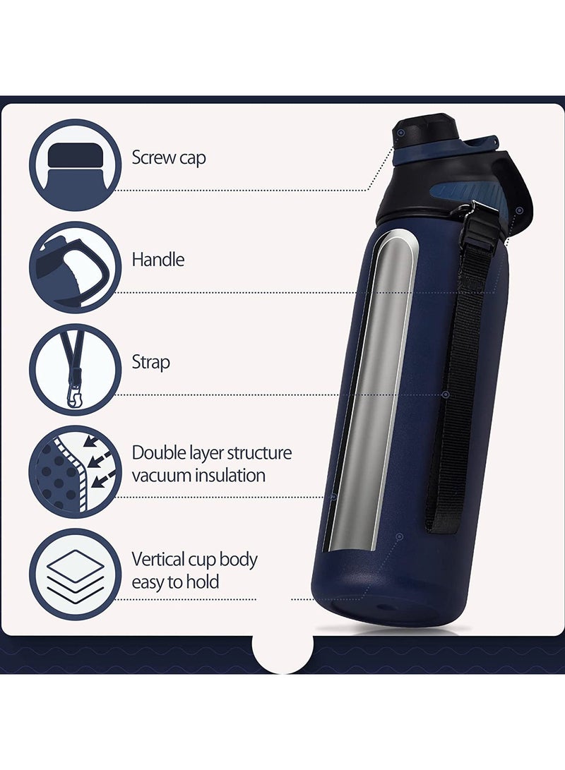 FjBottle Stainless Steel Water Bottle 800 ML with Magnetic Lid, BPA Free Insulated Water Bottle, Sports Metal Water Bottle Hot&Cold Drinks Vacuum Flask Leak-Proof for Gym, Work, Travel - Image 4