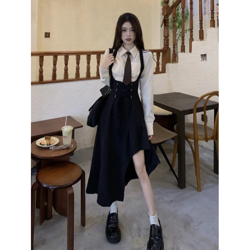 Spring Korean Sweet Spicy Dress Shirt Set Strapback Skirt - Image 5