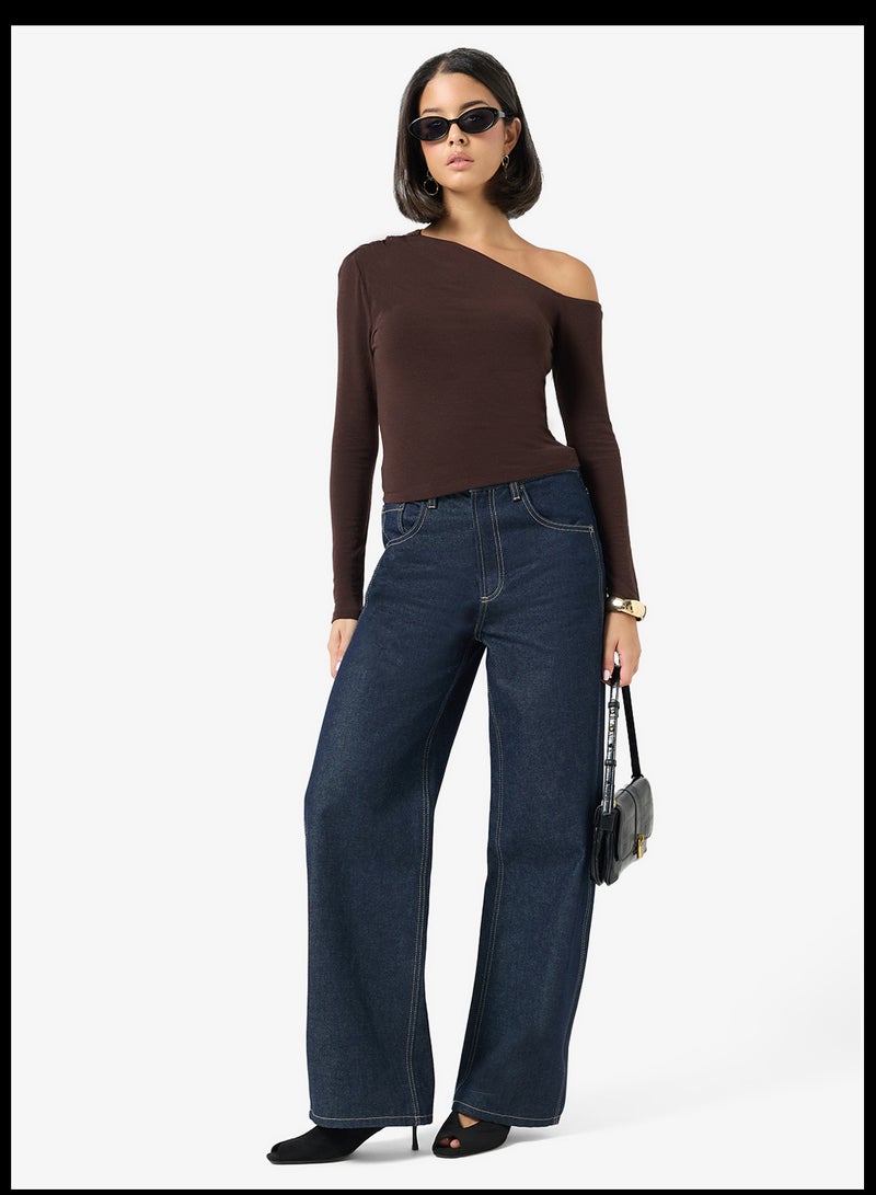 ONLY Casual Long Sleeve One Shoulder Top - Image 4
