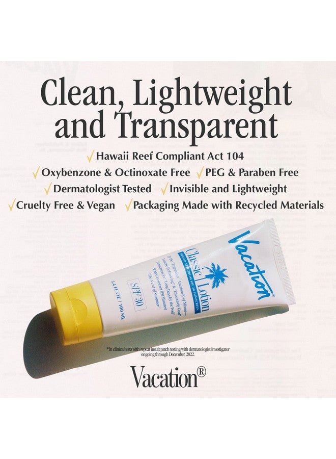 VACATION Acation Classic Sunscreen Lotion Spf 30 + Air Freshener Bundle Water Resistant Broad Spectrum Sunscreen Sun Block Vegan Sun Tanning Lotion Body Lotion With Spf Spf 30 Sunscreen 3.4 Fl. Oz. - Image 5