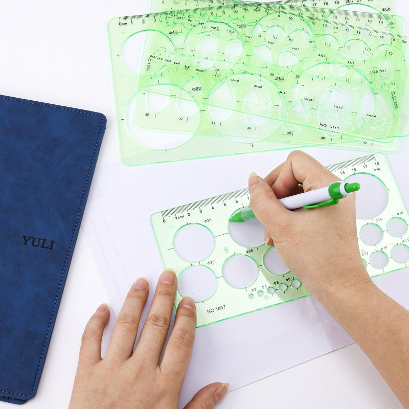 XIHIRCD 4pcs Circle Template for Drawing, Premium Plastic Circle Template Geometric Stencils for Drawing Measuring Used Widely for Architectural Mathematical Drawing Design(Green) - Image 5