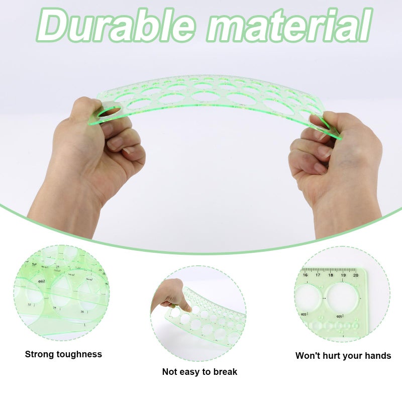 XIHIRCD 4pcs Circle Template for Drawing, Premium Plastic Circle Template Geometric Stencils for Drawing Measuring Used Widely for Architectural Mathematical Drawing Design(Green) - Image 3