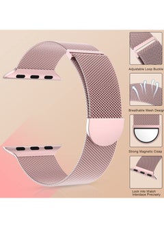 ANYOGRO Compatible with Apple Watch Band 42mm 44mm 45mm 46mm 49mm for Women and Men, Stainless Steel Magnetic Metal Wristband Strap Compatible with iWatch Series 10 9 8 7 6 5 4 3 2 1 SE 2/1 Rose Glod  - Image 2