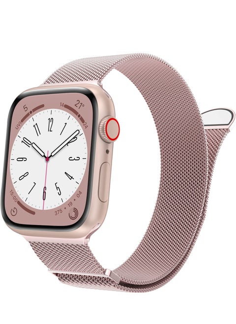 Compatible with Apple Watch Band 42mm 44mm 45mm 46mm 49mm for Women and Men, Stainless Steel Magnetic Metal Wristband Strap Compatible with iWatch Series 10 9 8 7 6 5 4 3 2 1 SE 2/1 Rose Glod