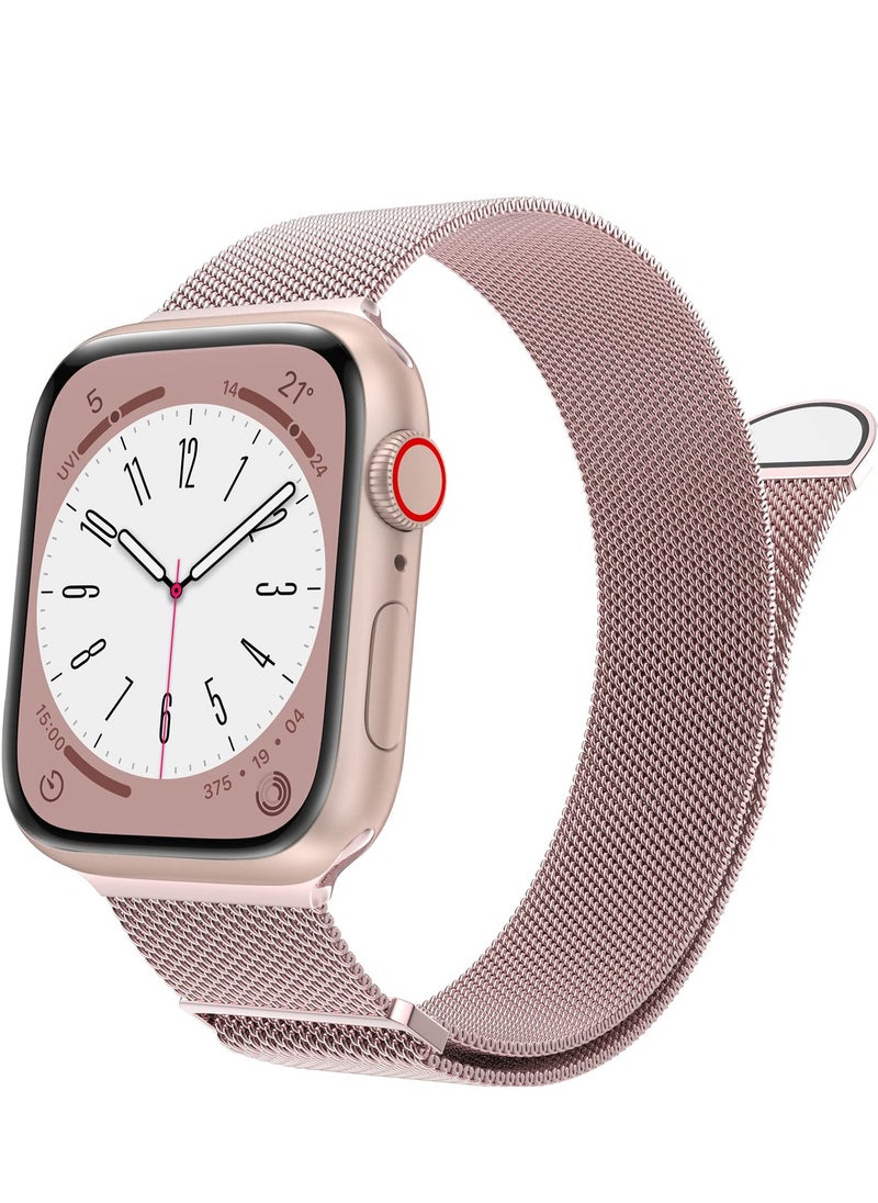 ANYOGRO - Compatible with Apple Watch Band 42mm 44mm 45mm 46mm 49mm for Women and Men, Stainless Steel Magnetic Metal Wristband Strap Compatible with iWatch Series 10 9 8 7 6 5 4 3 2 1 SE 2/1 Rose Glod - Image 1
