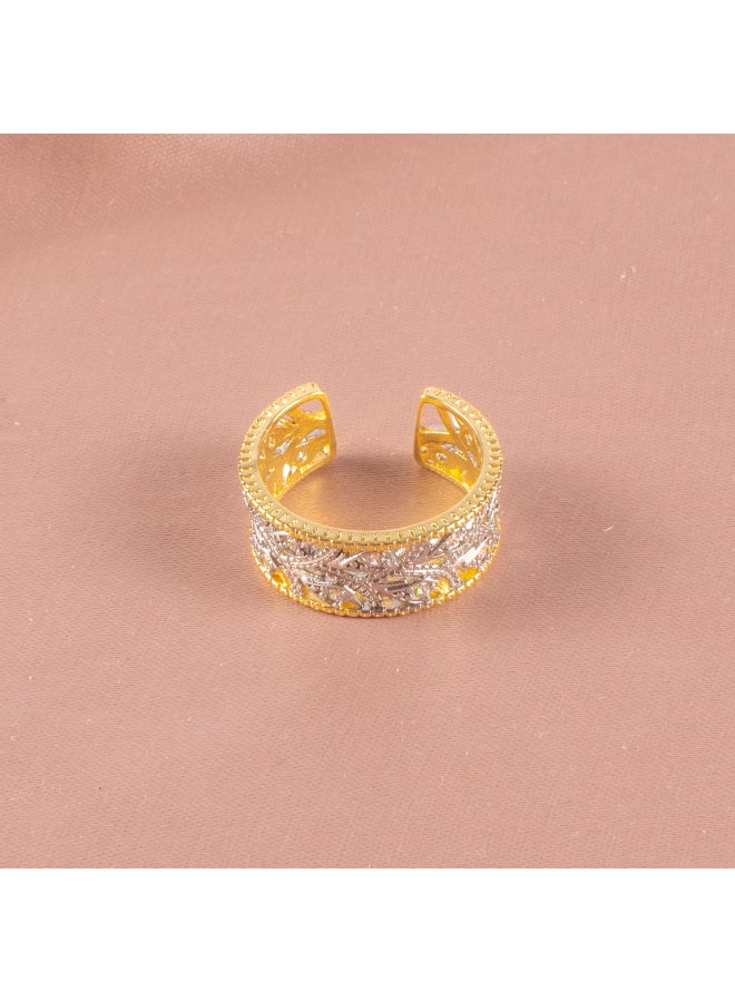 The Black Pearl Accessories Zirconic Golden Silver Free Size Gold Plated Ring  - Image 3