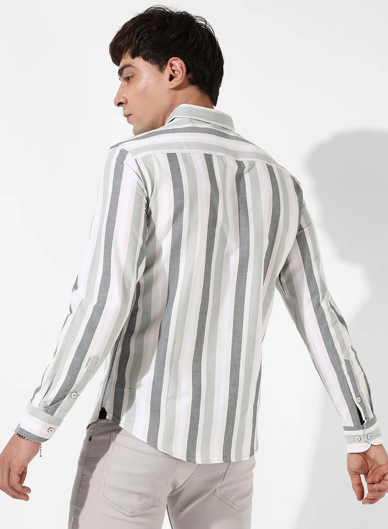كامبوس سوترا Men's Multitrack Striped Button Up Shirt