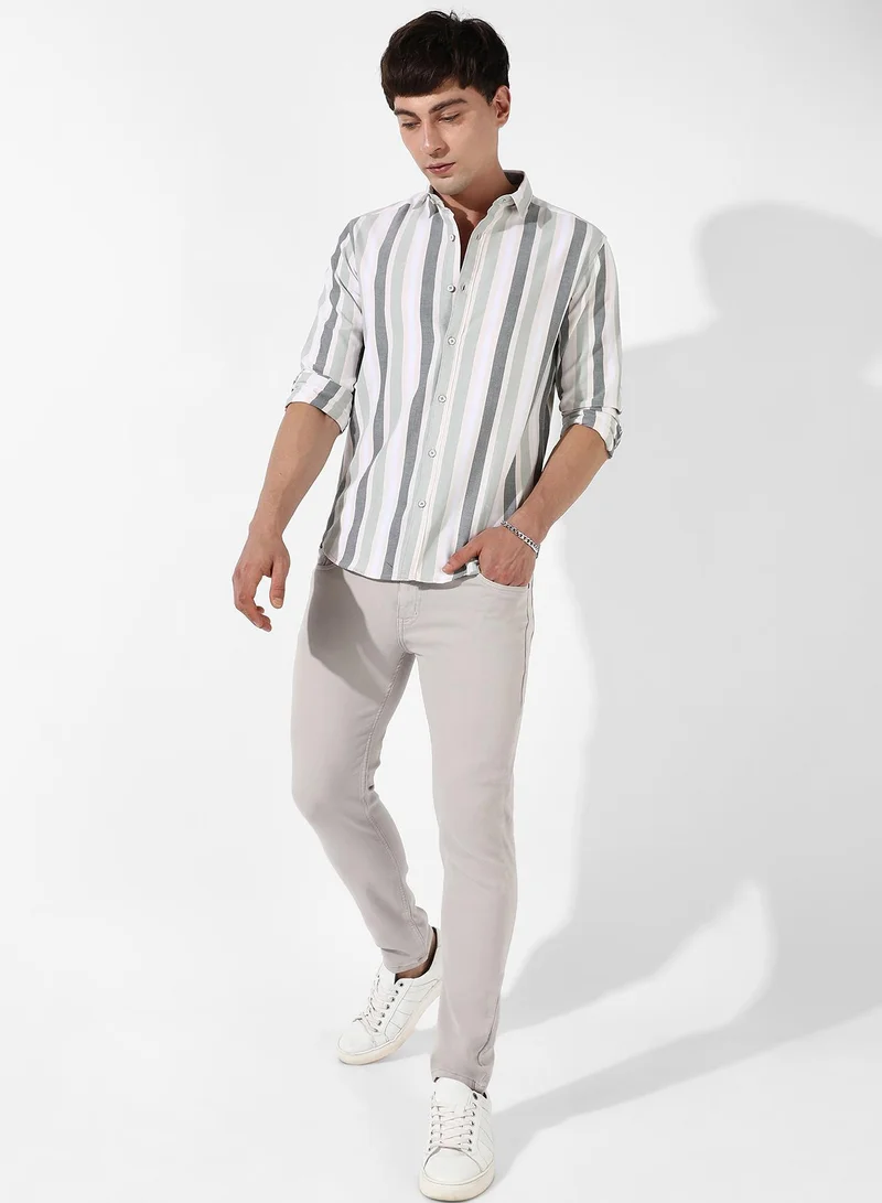 كامبوس سوترا Men's Multitrack Striped Button Up Shirt