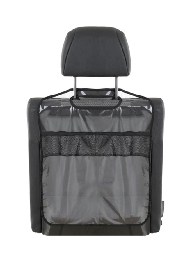 Hauck Cover Me Deluxe Car Backseat Protector & Organizer - Transparent Kick Mat with Storage Pockets & Integrated Bottle Holder, Black