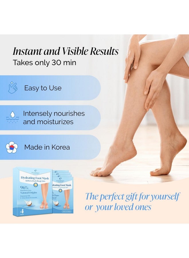 PLANTIFIQUE Korean Foot Mask Moisturizing 4 Pairs box for Dry & Cracked Feet - Hydrating Socks for Soft Heels - Intense Moisturizing and Repairing Dry Rough Skin - Foot Spa - Happy Feet Mask - Image 4