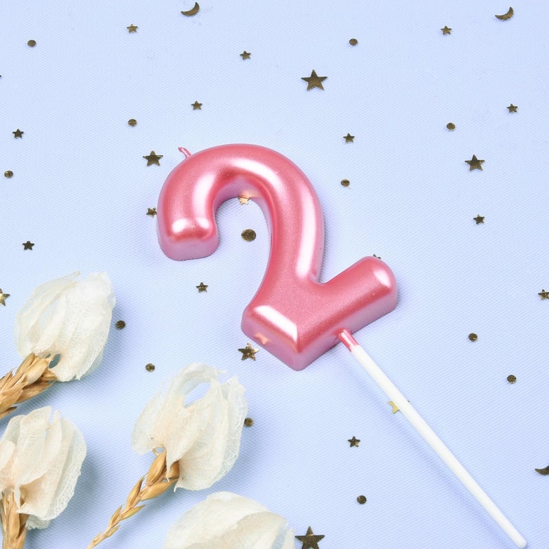 PHD CAKE 2.76 inch Classical Pink 2 Number Birthday Candles, Pink Number Candles, Cake Number Candles, Party Celebration - Image 2