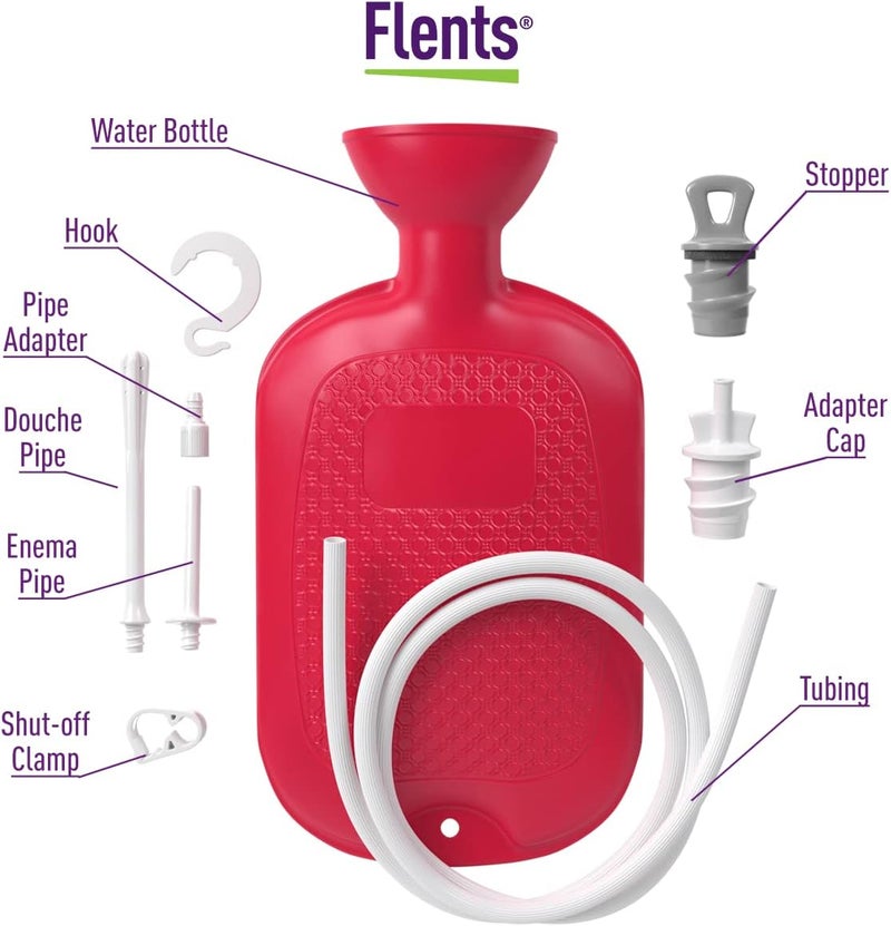 Flents Douche and Enema Combination Kit for Men and Women, Large Capacity, Multipurpose Cleaning System, Made with Comfortable Material, Red (1.66 L) (Pack of 2) - Image 3