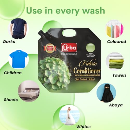 Urba Meadow Fresh Rich Perfume Fabric conditioner 5 litre - Anti Microbial Fabric Softener | After Wash Fabric Conditioner | For Long Lasting Fragrance | Super Saving Pack - Image 5