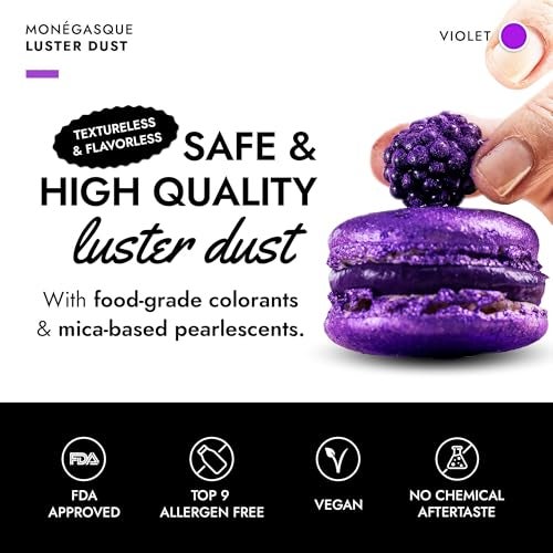MONÉGASQUE Purple Edible Glitter for Drinks 15g – Violet Edible Glitter for Cakes & Cocktails – Purple Luster Dust for Cocktails – Violet Food Coloring for Cupcakes & Christmas Cake Decorations Spray - Image 2
