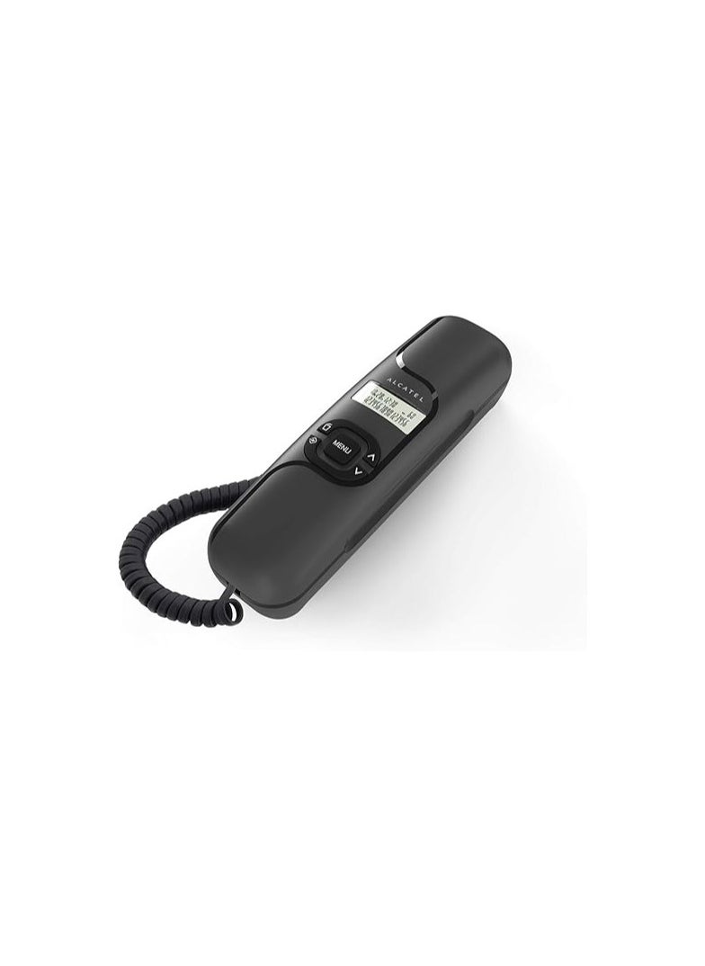 ألكاتل - هاتف أرضي سلكي صغير الحجم للغاية من Alcatel T-16 باللون الأسود مزود بشاشة رقمية بالإضافة إلى معرف المتصل مثبت على الحائط - Image 1