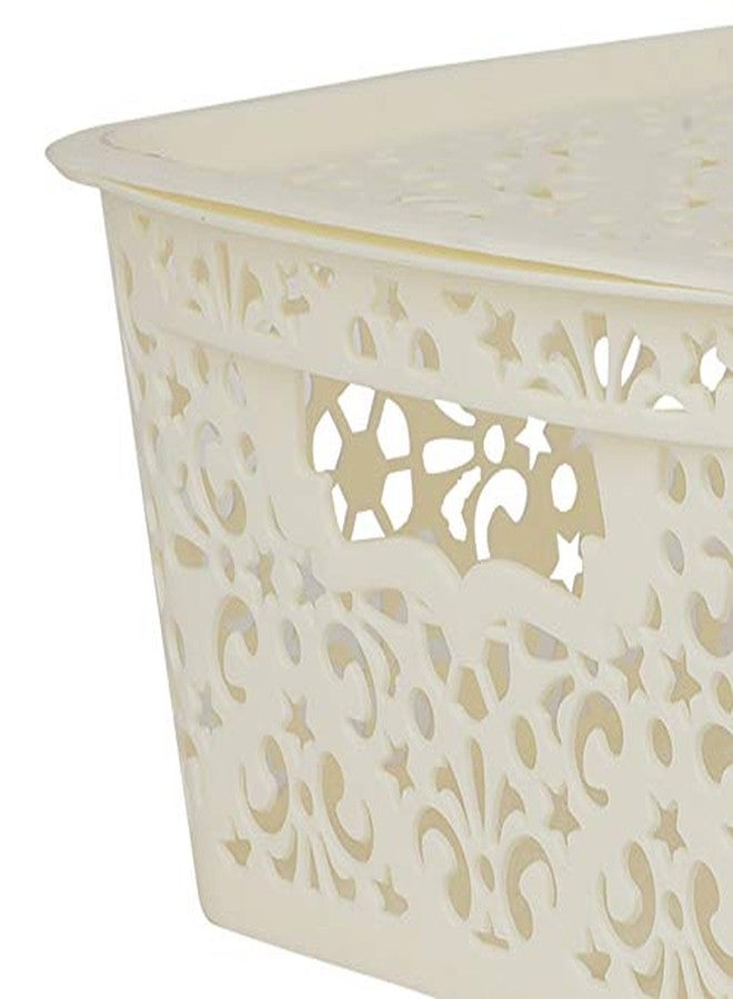 Cutting EDGE Turkish Baskets with Lid for Kitchen | Vegetables | Toys | Accessories (Combo - Brown, Beige, White, Medium, Dimension:- 36X21X10 cm) - Image 5