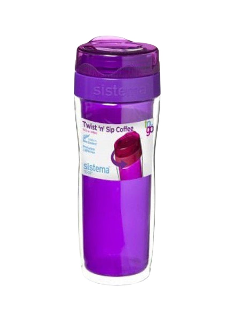 sistema زجاجة Sistema Twist N Sip القهوة للذهاب متعددة الاستخدامات سعة 490 مل، مع غرفة معزولة. مصنوعة من مادة بلاستيكية آمنة للطعام ومتينة. آمنة في غسالة الصحون، الثلاجة وخالية من BPA، بنفسجي، مصنوعة في نيوزيلندا - Image 1