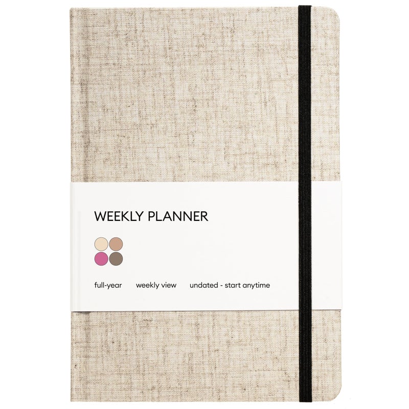 Kunitsa Co. Undated Planner - Hardcover, with Habit Tracker & Goal Setting - Weekly, Full Year (Oat) - Image 1
