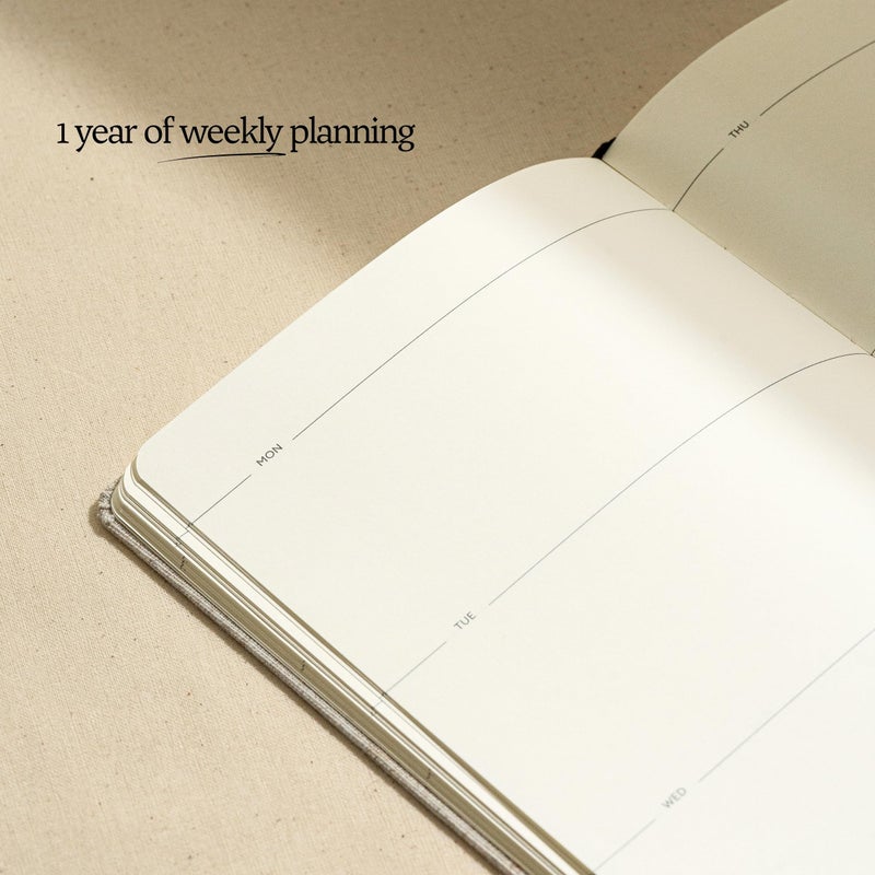 Kunitsa Co. Undated Planner - Hardcover, with Habit Tracker & Goal Setting - Weekly, Full Year (Oat) - Image 3