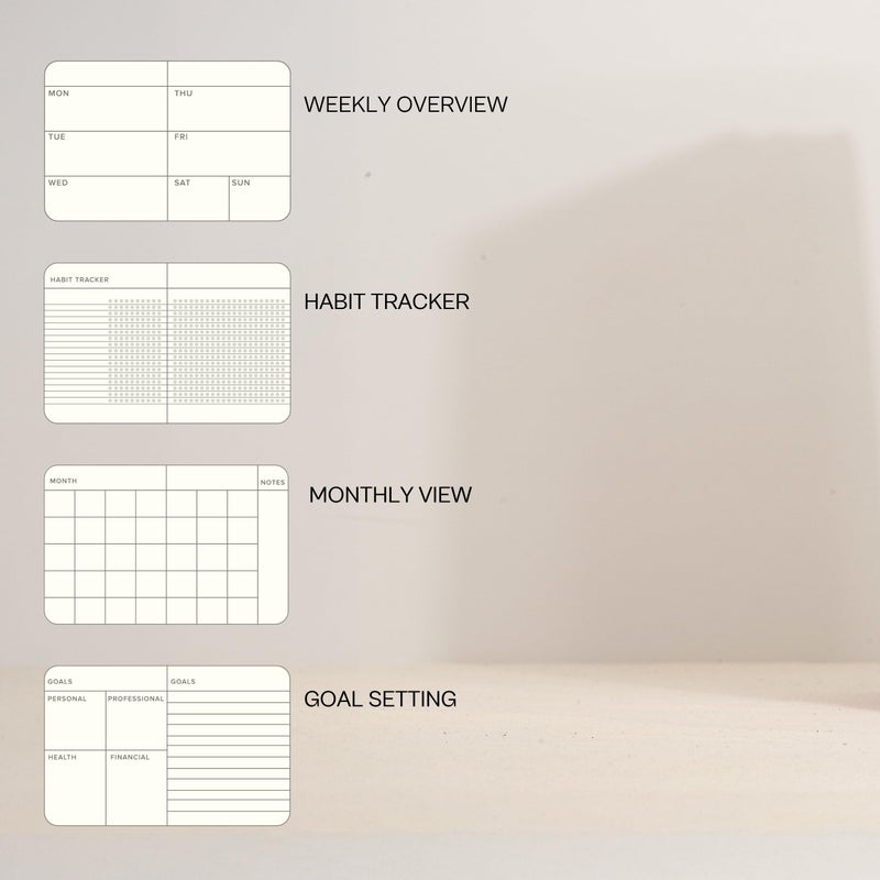 Kunitsa Co. Undated Planner - Hardcover, with Habit Tracker & Goal Setting - Weekly, Full Year (Oat) - Image 5