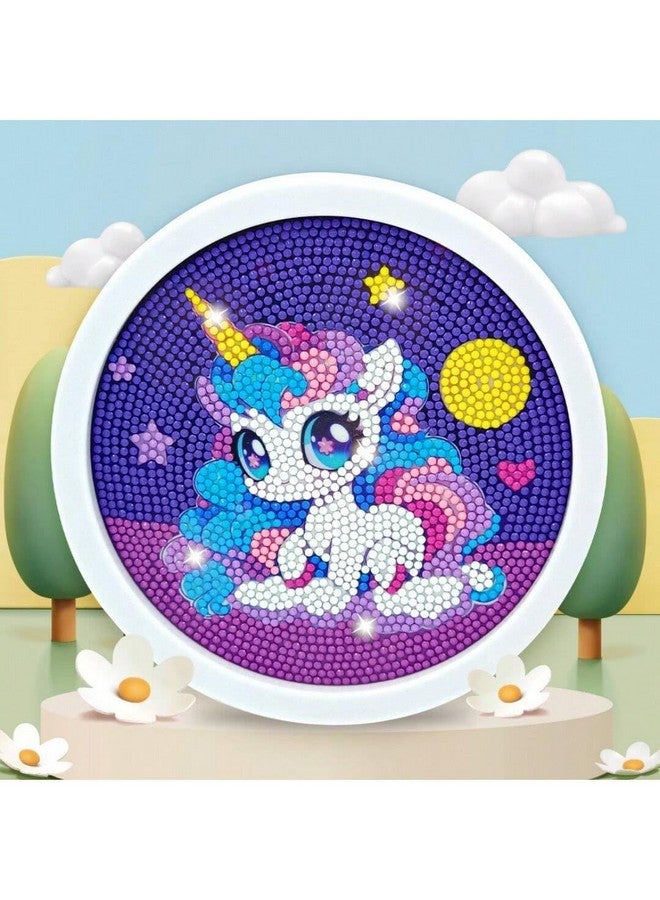 BLiSS HUES 5D Unicorn Diamond Painting Kits for Kids with Wooden Frame Cute Animal Art and Crafts for Kids Ages (6-12) Diamond Painting Frame (Diamond Art Unicorn) - Image 1
